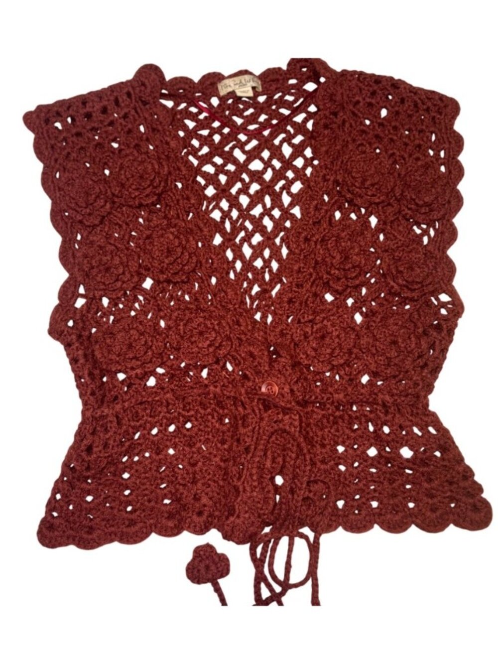 Floral crochet lace sleeveless vest cardigan